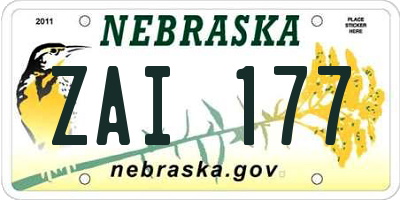NE license plate ZAI177