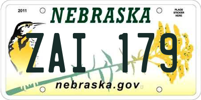 NE license plate ZAI179