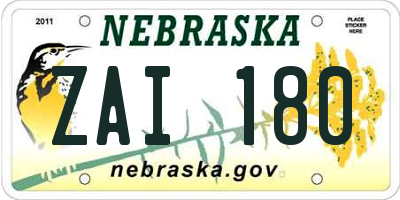 NE license plate ZAI180