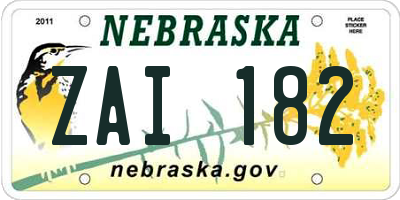 NE license plate ZAI182
