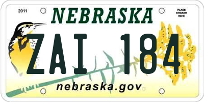 NE license plate ZAI184