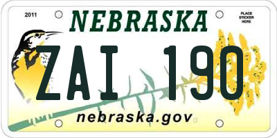 NE license plate ZAI190