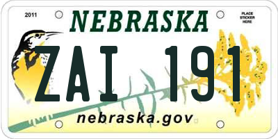 NE license plate ZAI191