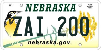 NE license plate ZAI200