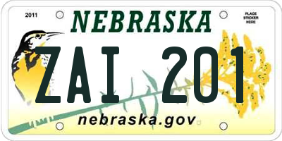 NE license plate ZAI201