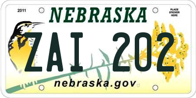 NE license plate ZAI202