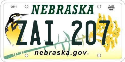 NE license plate ZAI207