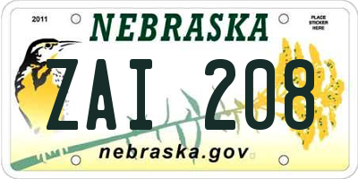 NE license plate ZAI208