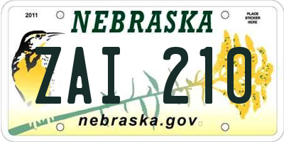 NE license plate ZAI210