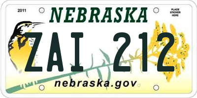 NE license plate ZAI212
