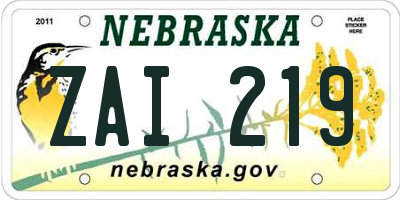 NE license plate ZAI219