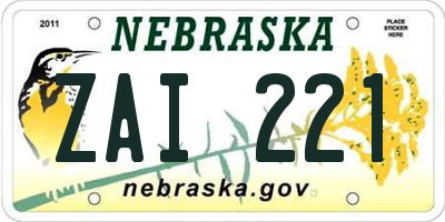 NE license plate ZAI221
