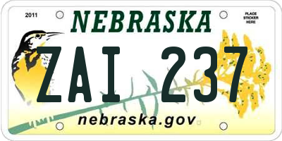 NE license plate ZAI237
