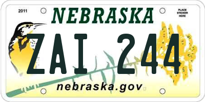 NE license plate ZAI244