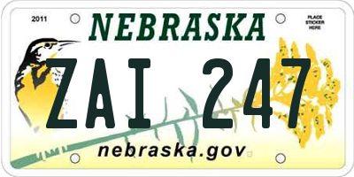 NE license plate ZAI247