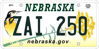 NE license plate ZAI250