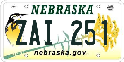 NE license plate ZAI251