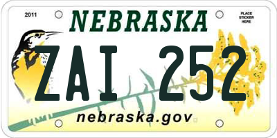 NE license plate ZAI252