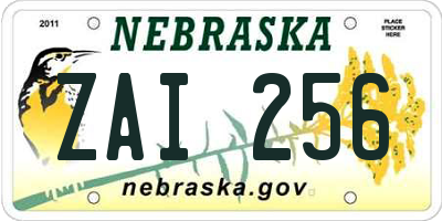 NE license plate ZAI256