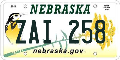 NE license plate ZAI258
