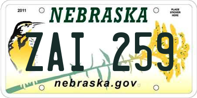 NE license plate ZAI259