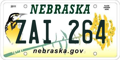 NE license plate ZAI264