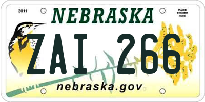 NE license plate ZAI266