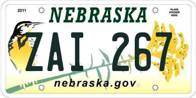 NE license plate ZAI267