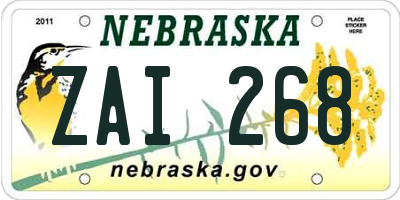 NE license plate ZAI268