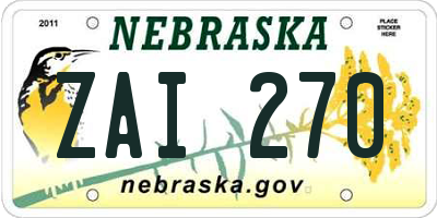 NE license plate ZAI270