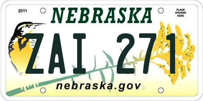 NE license plate ZAI271