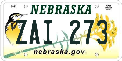 NE license plate ZAI273