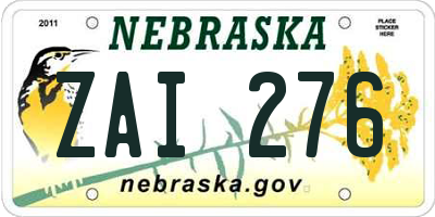 NE license plate ZAI276