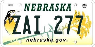 NE license plate ZAI277
