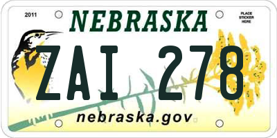 NE license plate ZAI278