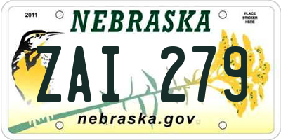 NE license plate ZAI279