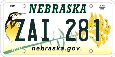 NE license plate ZAI281