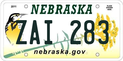 NE license plate ZAI283