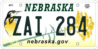 NE license plate ZAI284