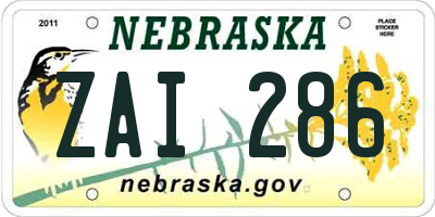 NE license plate ZAI286