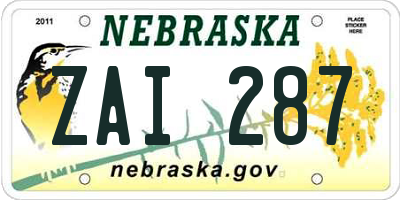 NE license plate ZAI287