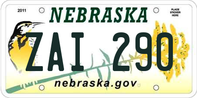 NE license plate ZAI290