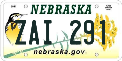 NE license plate ZAI291