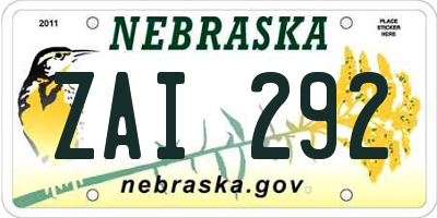 NE license plate ZAI292