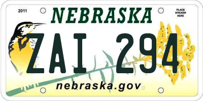 NE license plate ZAI294
