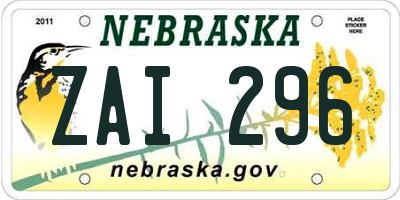 NE license plate ZAI296