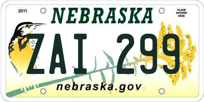 NE license plate ZAI299