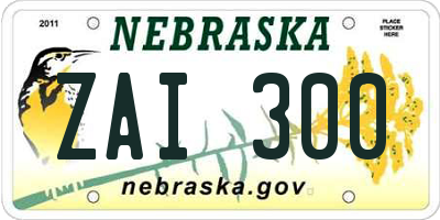 NE license plate ZAI300