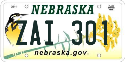 NE license plate ZAI301