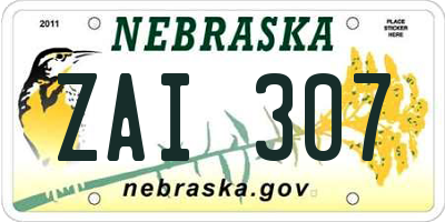 NE license plate ZAI307